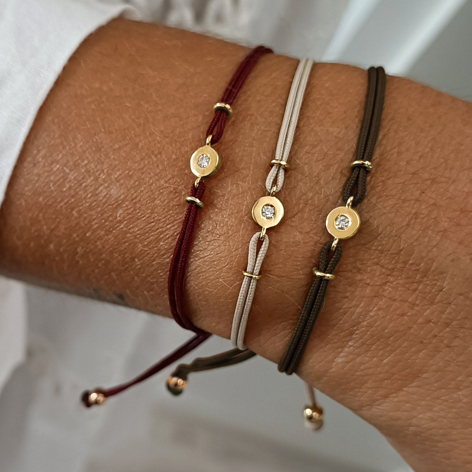 String Bracelet With Diamond 18k Gold Diamond Bracelet Etsy