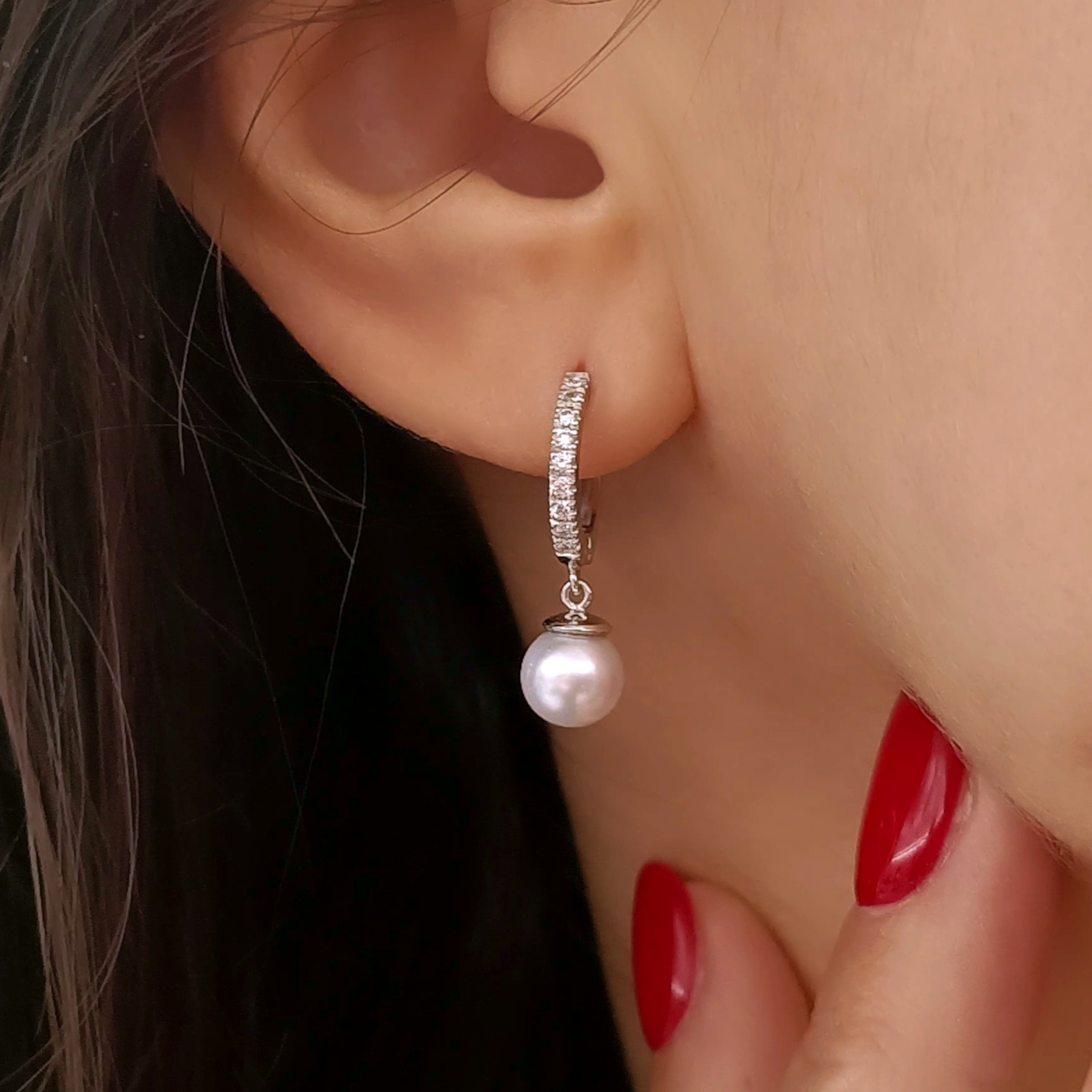 Orecchini A Perno Con Perle Akoya Nere Coltivate - Oro 14K, Perle Da 7 Mm, Qualità AAAA, Certificate, Giapponesi