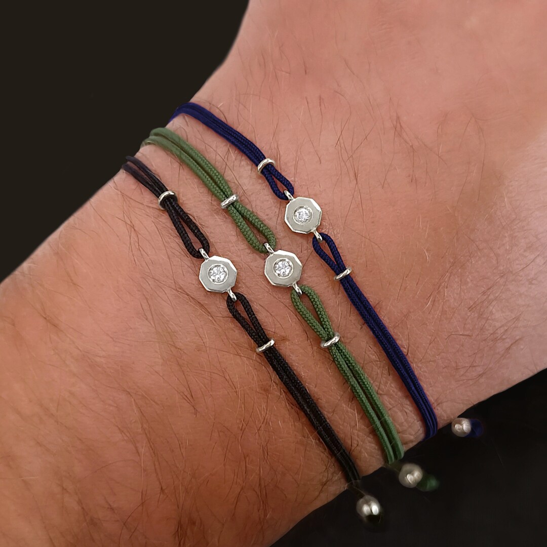 String Bracelet With Diamond 18k Gold Diamond Bracelet Etsy