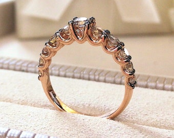 Graduated Brown Diamond Eternity band in 18k Rose gold, Champagne Diamond ring