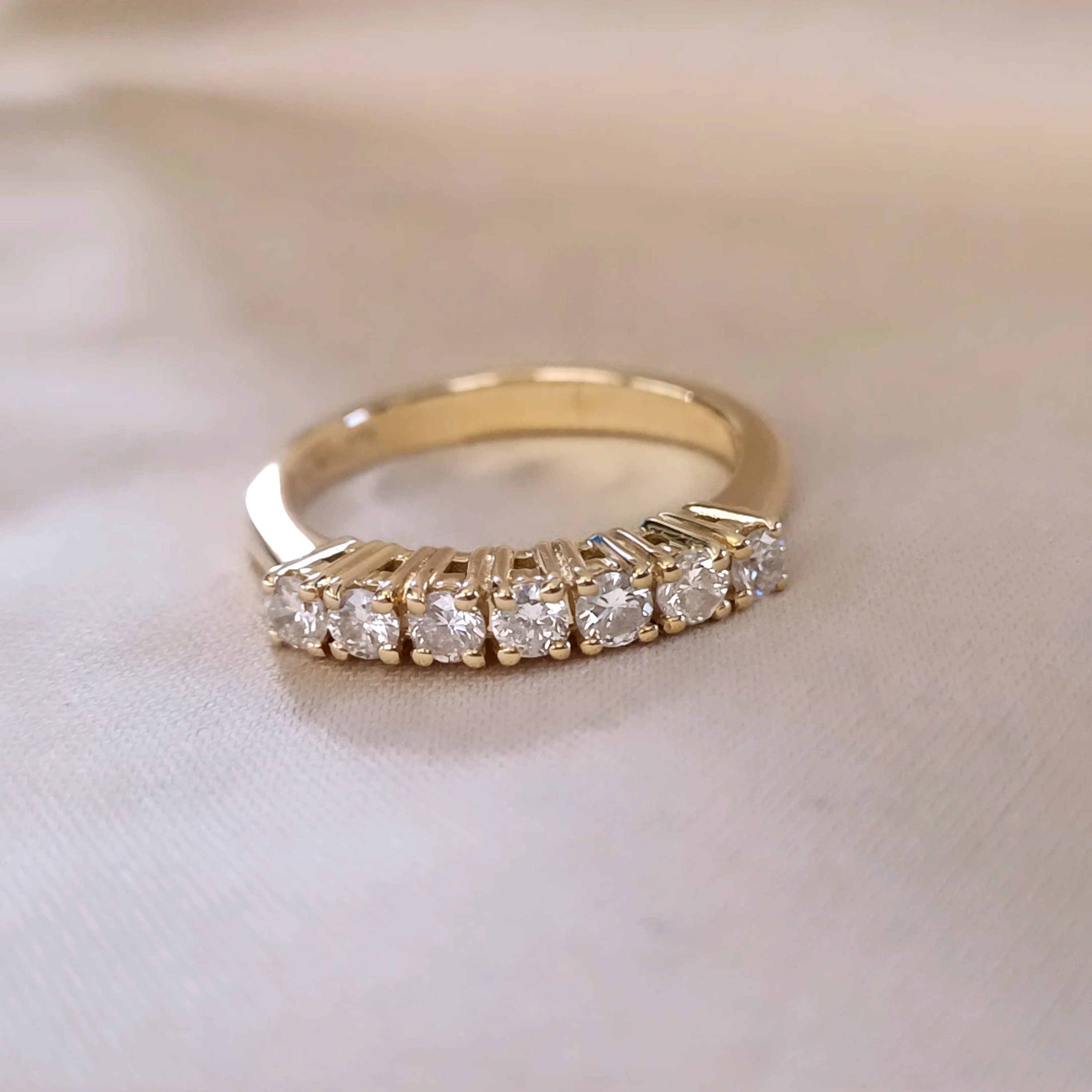 18 Karat Gelbgold Hochzeitsring – Schwer, D-förmig, Diamantschliff, Verstellbar (4-7mm)