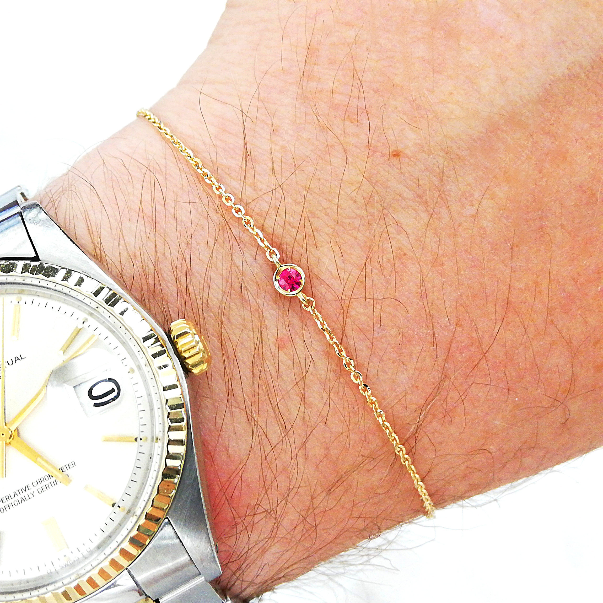 Ruby bracelet, mens bracelet, 18k solid gold