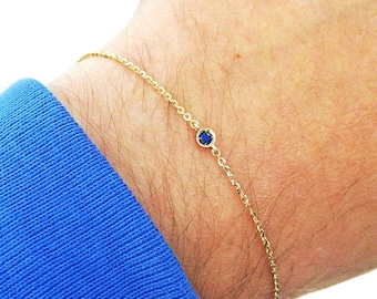 Sapphire bracelet 18k gold, mens bracelet