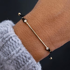String bracelet with Diamond 18k Gold, Diamond bracelet, Tennis bracelet, Bar bracelet