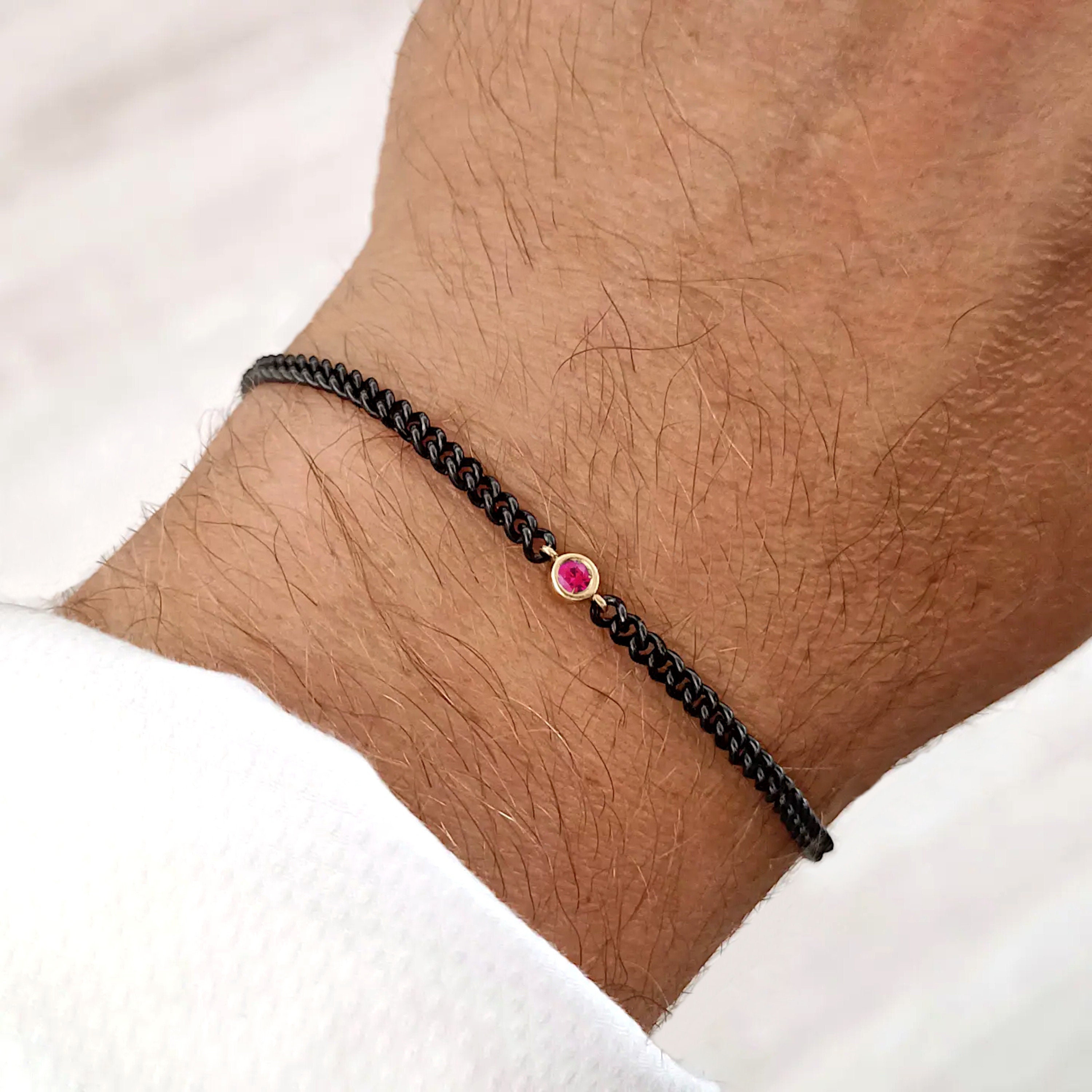 Ruby Bracelet Mens Bracelet 18k Gold Etsy UK
