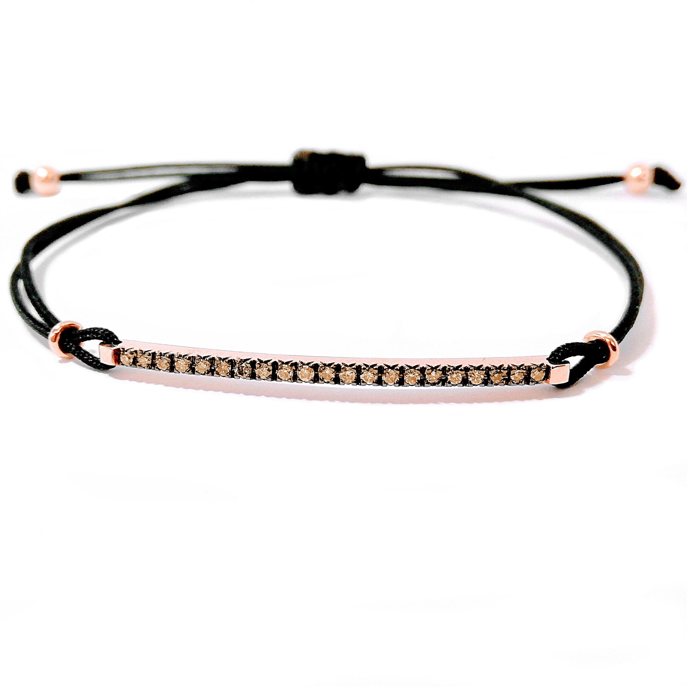 メンズ 18K ゴールド ブラウン ダイヤモンド テニスブレスレット