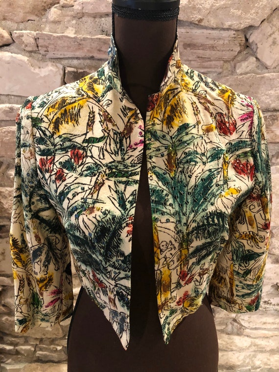 Sweet 1940s Mexican Hand Painted & Sequined Bolero