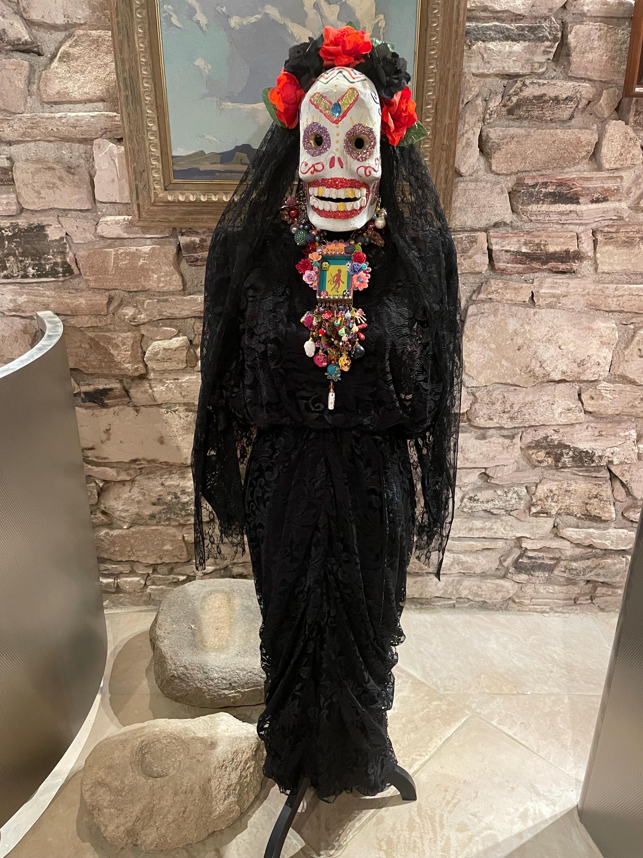 black catrina dress Vintage Catrina Costume: Black Lace Dress With Veil, Size S/XS