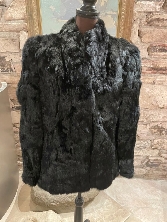 Gorgeous Black Rabbit Fur Coat Size S/M.