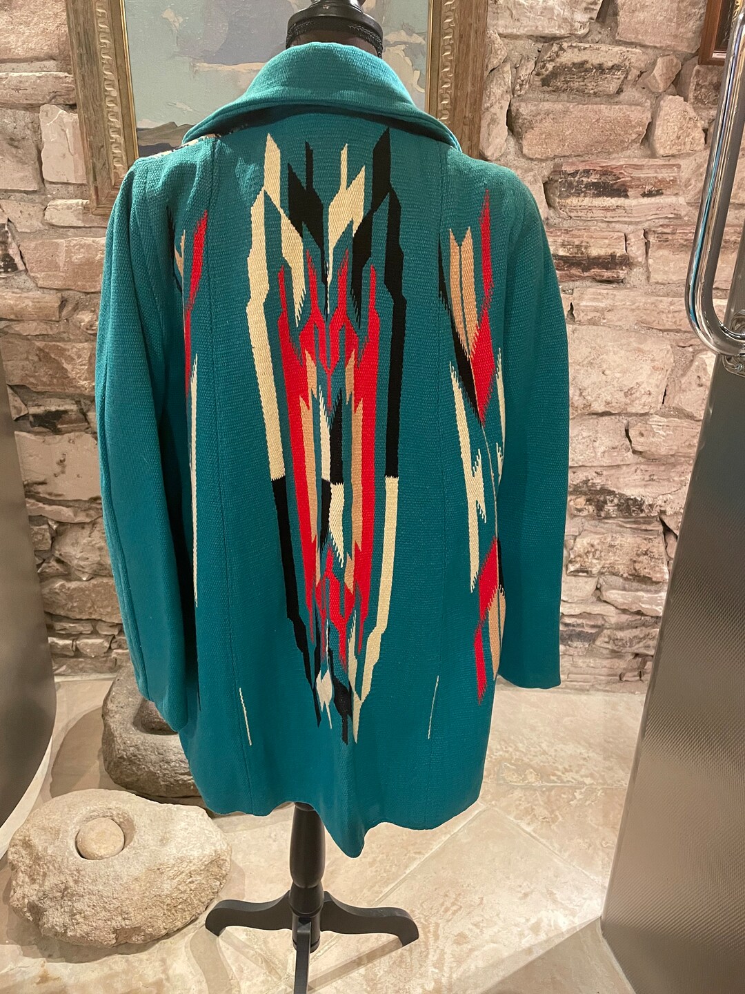 Beautiful Vintage 1950s Ganscraft Chimayo Blanket Swing Coat
