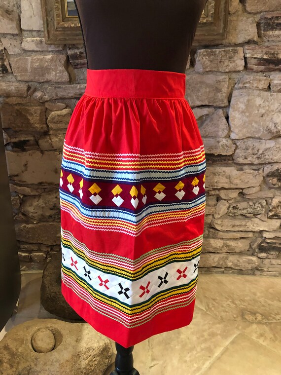 Vintage Red Patchwork Seminole Apron