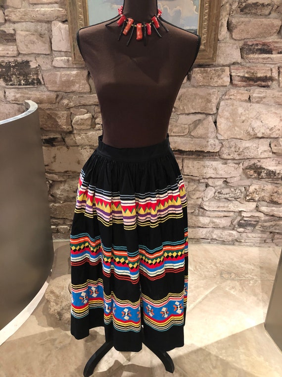 Stunning 1950s Seminole Patchwork Skirt Size S