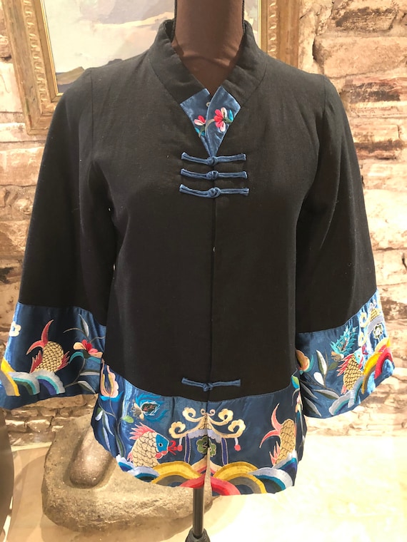 Gorgeous Black Traditional Style Chinese Jacket w/