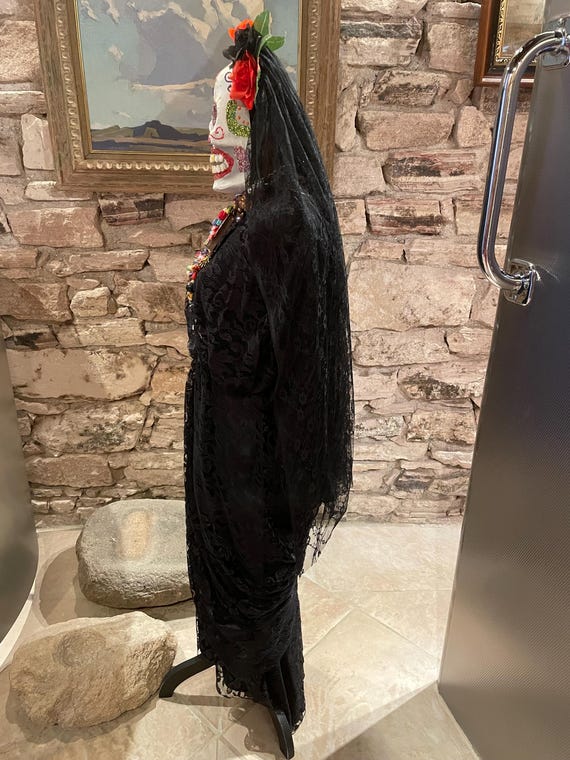Vintage Catrina Costume: Black Lace Dress With Veil, Size S/XS - Etsy Vintage Catrina Costume: Black Lace Dress With Veil, Size S/XS - Etsy