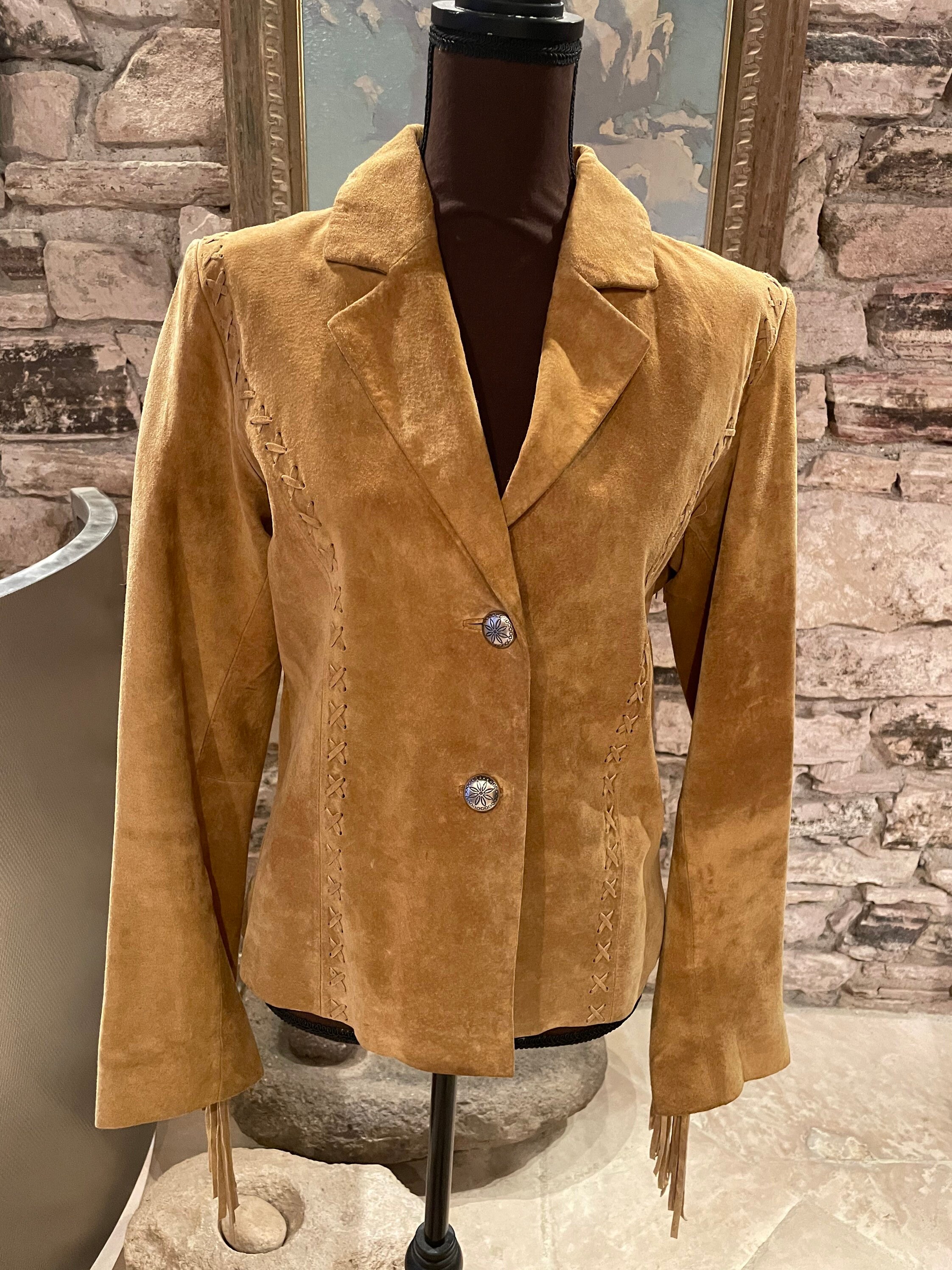 Veste Western En Cuir Suédé Margaret Godfrey Taille 4 Marron | Occasion Très Bon état