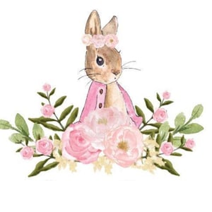 Cute Bunny  iron on heat transfer, any colour fabric