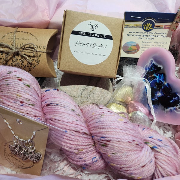Knitter's Self Care Gift | Gift for Mum | Birthday Gift | Yarn Lover's Treat Box | Gift Box | Hand Dyed Yarn | Crochet | Knitters Box