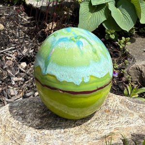 Ceramic Garden Orb in Ocean, Indoor/Outdoor Decor, 3 Sizes