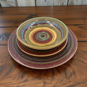 Spanish Ceramic Dinnerware, Colorful Stoneware Plates Bowl Mug Set