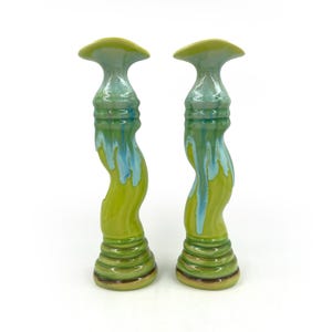 Ocean Ceramic Candlesticks, Taper candlestick, single flower vase, candle holder, ceramic candlestick, unique gift for table, handmade decor
