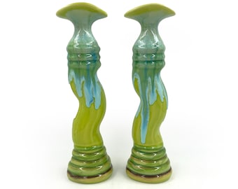 Ocean Ceramic Candlestick: Handmade Stoneware Taper Candle Holder