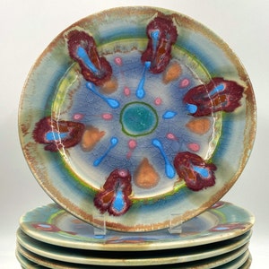 Sand Dollar Plates, Dinner Plates, Salad Plates - Handmade Stoneware Pottery