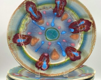 Sand Dollar Plates, Dinner Plates, Salad Plates - Handmade Stoneware Pottery