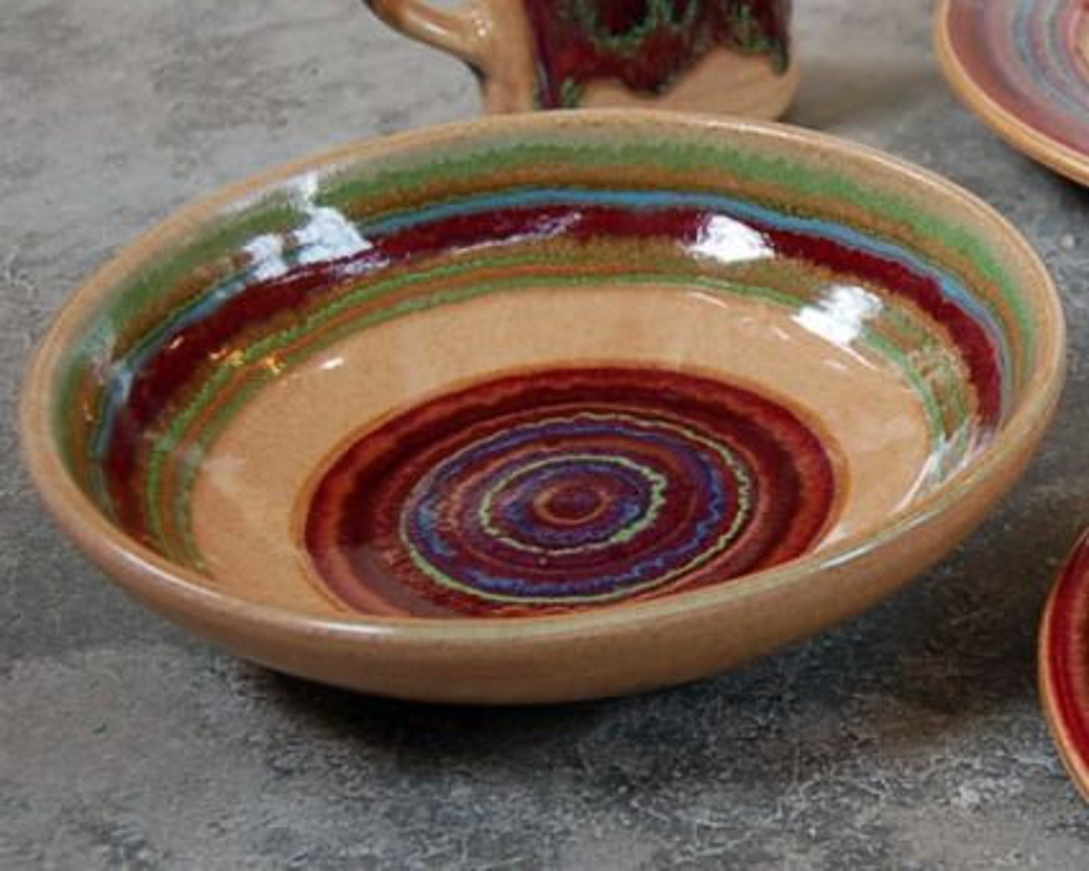 Spanish Dinnerware Set Glazed Handmade Pottery Dishes Etsy