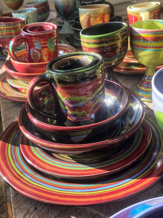 Spanish Night Dinnerware Set, Glazed, Handmade, Pottery Dishes ...