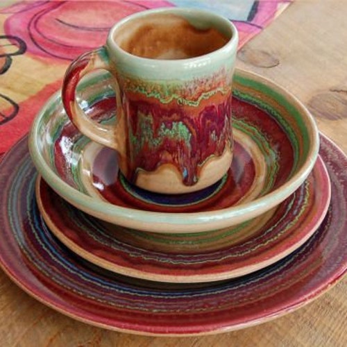 Pearl Dinnerware Set Glazed Handmade Pottery Dishes Place Etsy