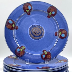Blue Moon Plates, Dinner Plates, Salad Plates - Handmade Stoneware Pottery