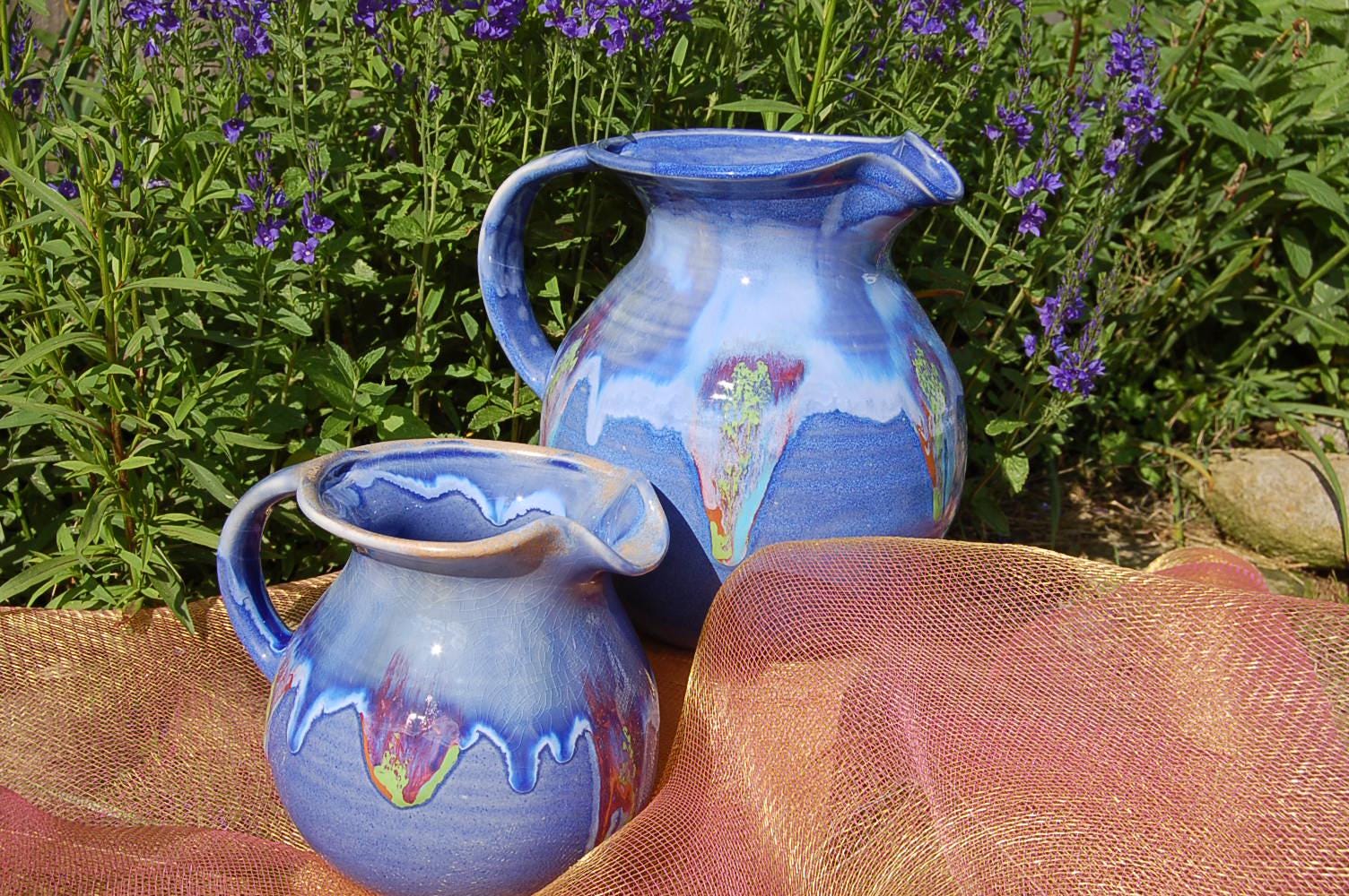 Blue Moon Glazed Ceramic Pitcher: Handmade Vermont Pottery - Etsy