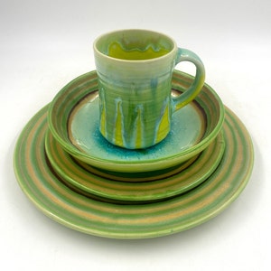 Ocean Dinnerware set, glazed, handmade, pottery dishes, place setting, unique