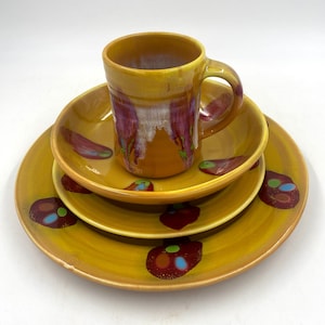 Mango Dinnerware set, glazed, handmade, pottery dishes, place setting, unique