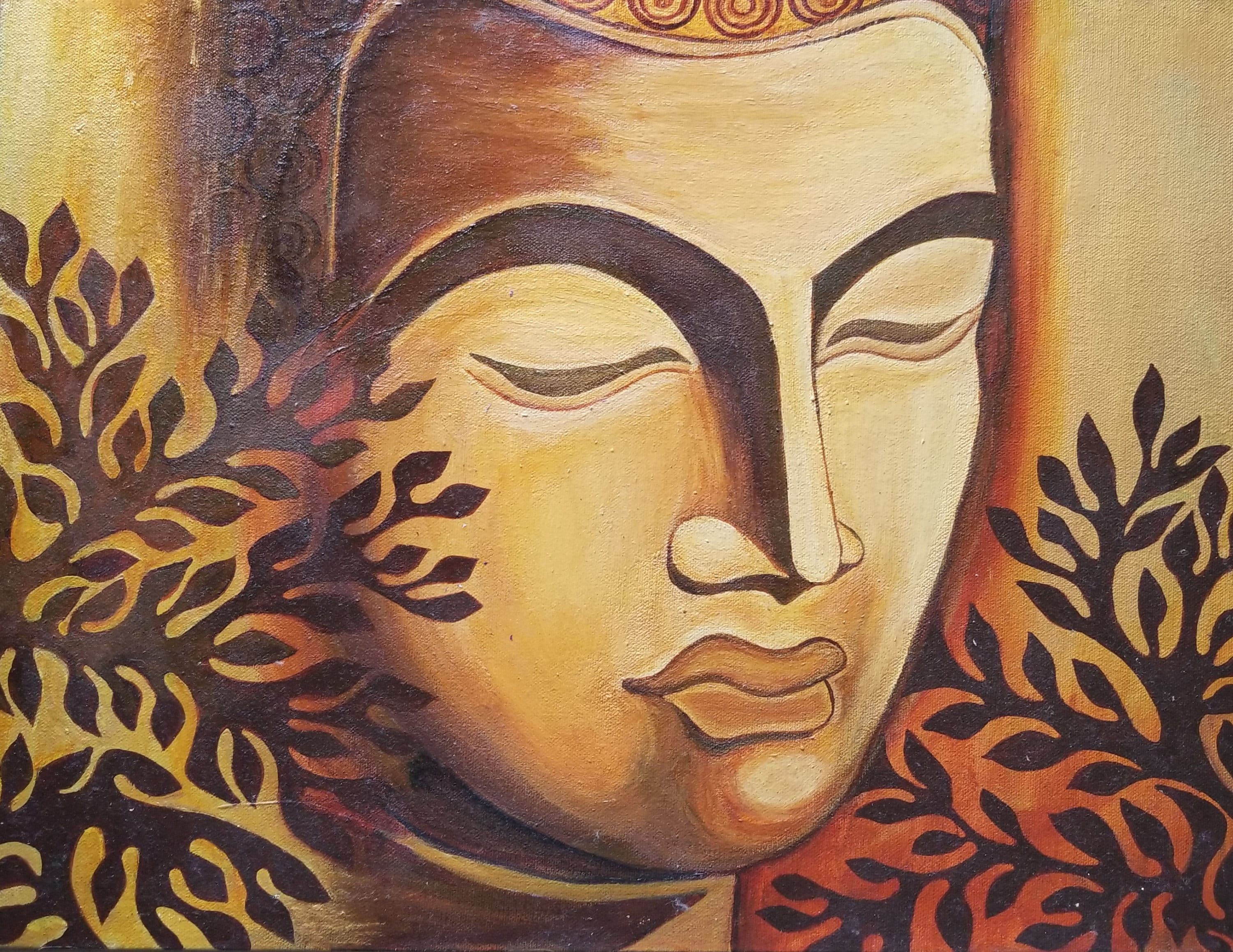 Gautam Buddha Acrylic Painting on Canvas Meditating Buddha Etsy