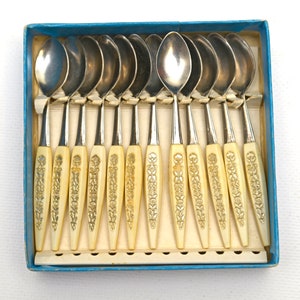 Rare Mini Stainless steel teaspoons /12 coffee spoons/Set of 12 small spoons/ ice cream spoons/ Cutlery of the Soviet period