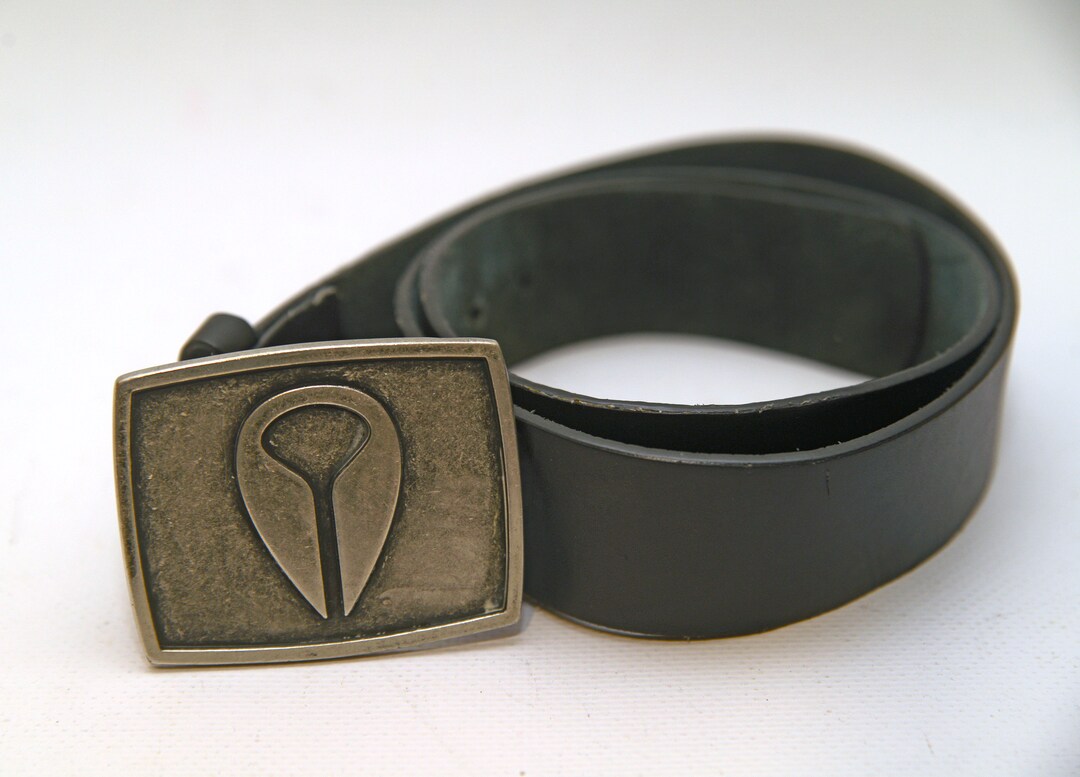 Vintage Black Leather Jeans Belt Nixon Buckles/ Stylish Accessory