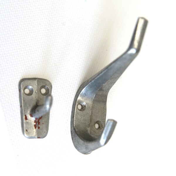 Set of 2 vintage aluminum hooks large and small hook for the kitchen. Simple hooks for the rustic hut