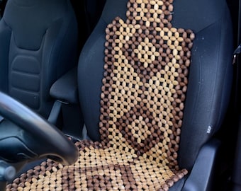 Funda para asiento de coche hecha de cuentas de madera / Funda masajeadora para asiento de coche / Masajeador de espalda hecho a mano en Ucrania.