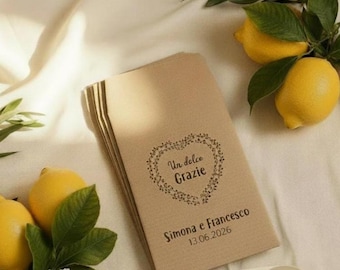50 personalized kraft paper bags, wedding favor bags, candy bags, and communion and baptism favor bags. Also available with custom graphics.