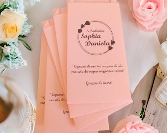 50 bustine confettata personalizzate sacchetti confetti matrimonio cresima battesimo Prima Comunione/Sacchetti  in carta colorata