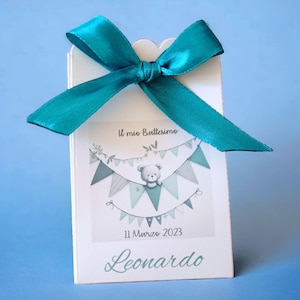 10 scatoline portaconfetti grafica personalizzata, Battesimo, Nascita, Primo Compleanno bambino blu