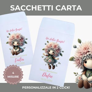 Set Sacchetto Regalo Per Bambini Grande - Motivo Floreale Rosa Con Carta Velina E Biglietto, Per Compleanno E Baby Shower