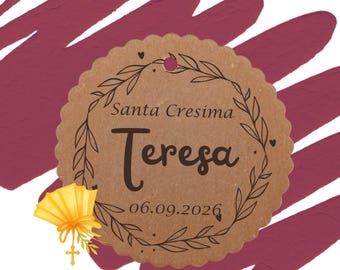 Personalized 5cm Kraft Paper Santa Confirmation Confetti Tags - Set of 25 Favor Tags