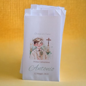 50 paper bags, sugared sachets for children's first communion. Bag for dragees or sweets. Favor, personalized end of party