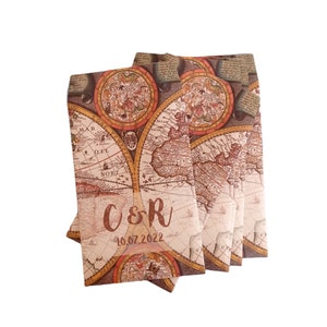 50 sacchetti in carta a tema carte geografiche vintage, per confettata di matrimonio, battesimo, comunione, cresima, anniversario