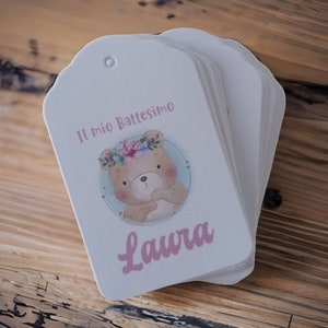 50 bigliettino bomboniera personalizzato, cartoncino forato per nascita, battesimo baby shower