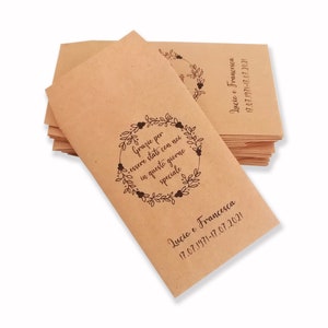 Sacchetti personalizzati in carta kraft 50 pezzi matrimonio fidanzamento, anniversario, battesimo, cresima, comunione