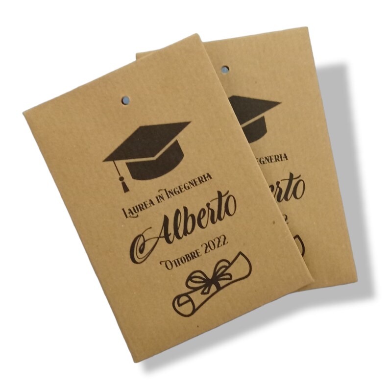 Kraft paper bags for personalized graduation favors, 10 graphics, touch parchment, Rainbow, University Confetti grafica 9