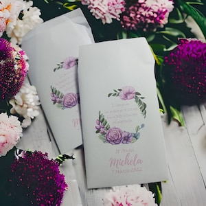 GoyStudio 50 sacchetti carta confetti personalizzabili. bustine bianche con stampa per matrimonio anniversario occasioni speciali